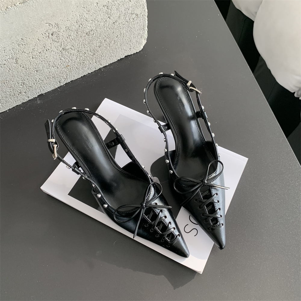 2024 New Spring Shoes European and American Pointed Toe Thin Heels Shallow Mouth Fashion Thin Front Straps and Back Vacuum Sandals_voghion.com