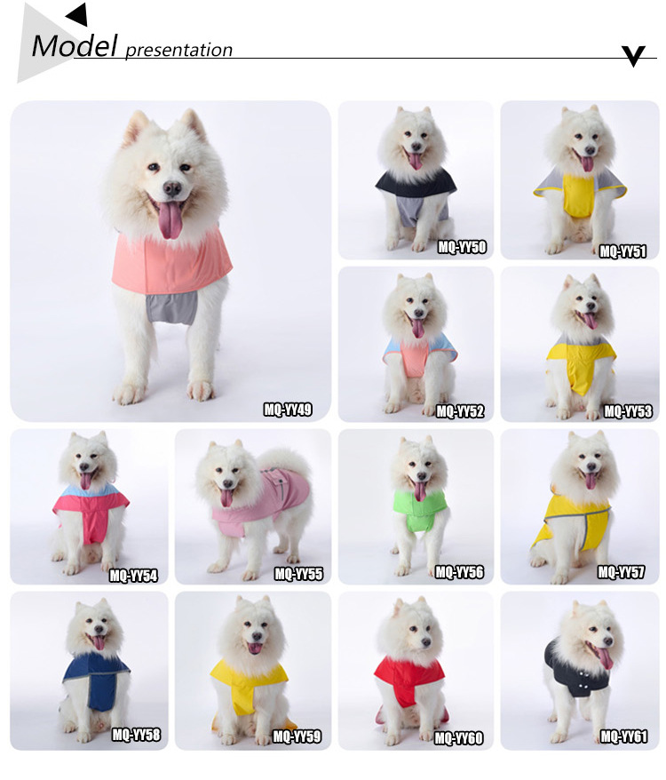 Large Dog Raincoat With Leash Attachment Mesh Reflective Strip Velcro Closure Pet Products Dog Clothing & Shoes_voghion.com