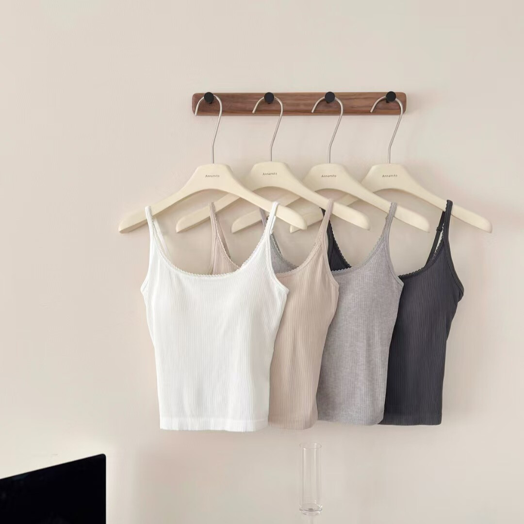 Silk Modal Camisole with Large U-Back Support, Integrated Cup, Ribbed Vest, Beautiful Back, Tube Top Inner Layer