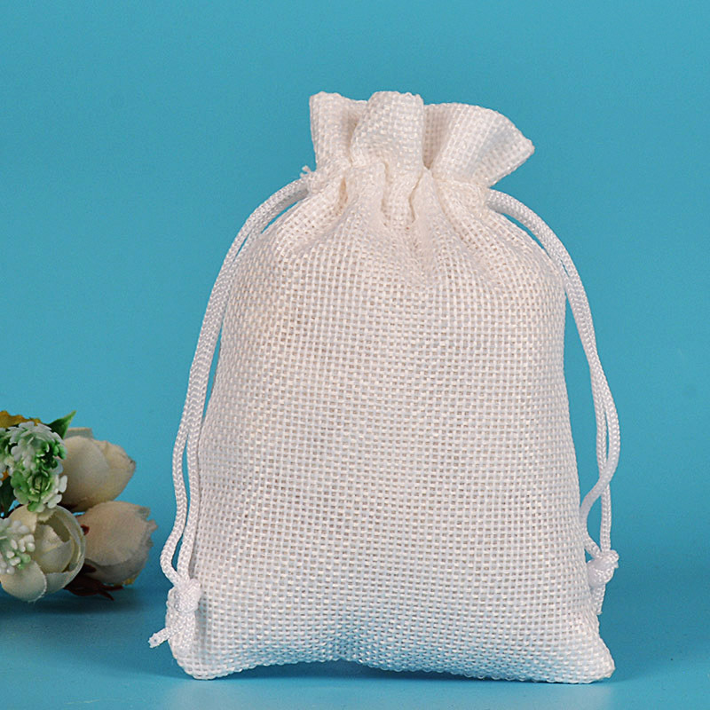 льняная сумка 7*9 см; чистая белая нейлоновая веревка