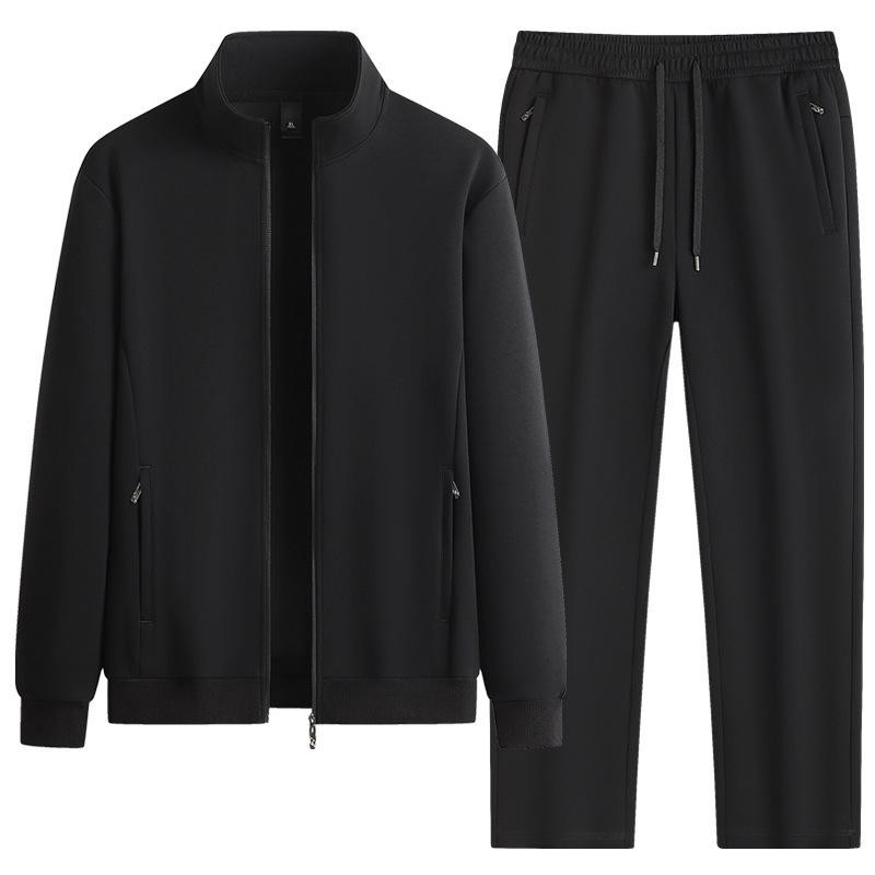 Spring and autumn sports suit, men's running training outfit, cotton jacket, casual open-front sweatshirt, long pants, versatile two-piece set Spring and autumn sports suit, men's running training outfit, cotton jacket, casual open-front sweatshirt, long pants, versatile two-piece set