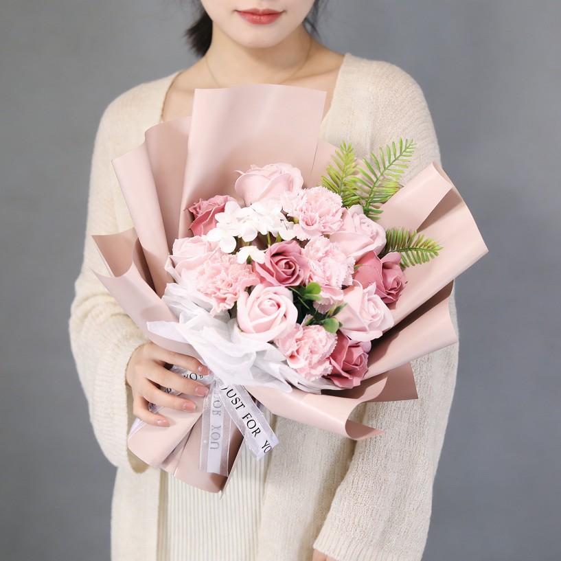 母亲节礼物跨境香皂花玫瑰教师节送妈妈老师康乃馨礼袋毕业季花束