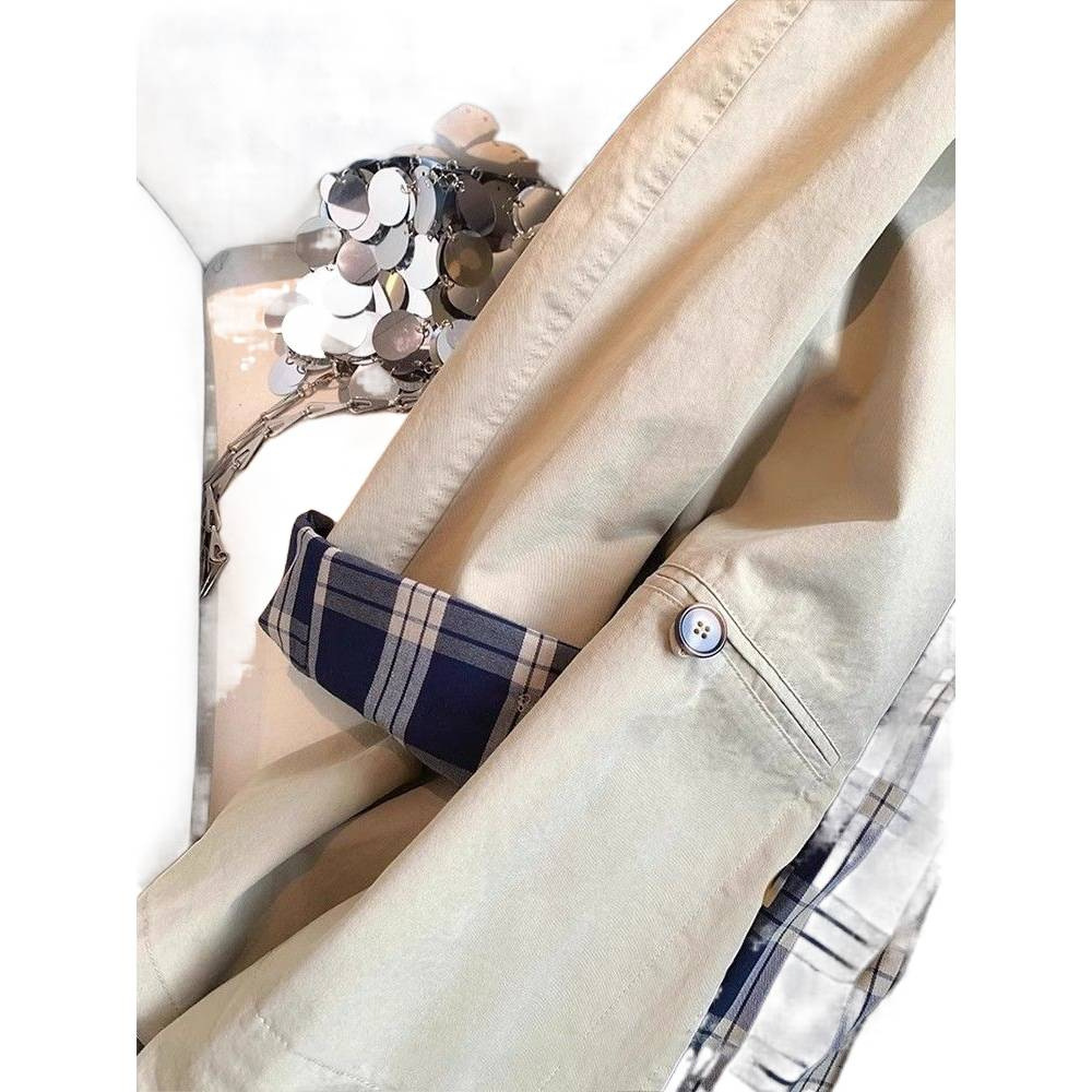 New Women's Trench Coat, Loose And Versatile, New Style With A Turn-down Collar, Plaid Coat For Women_voghion.com