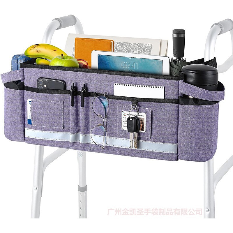 Multi-pocket tool bag Amazon elderly walker folding mobility aid folding wheelchair storage hanging bag