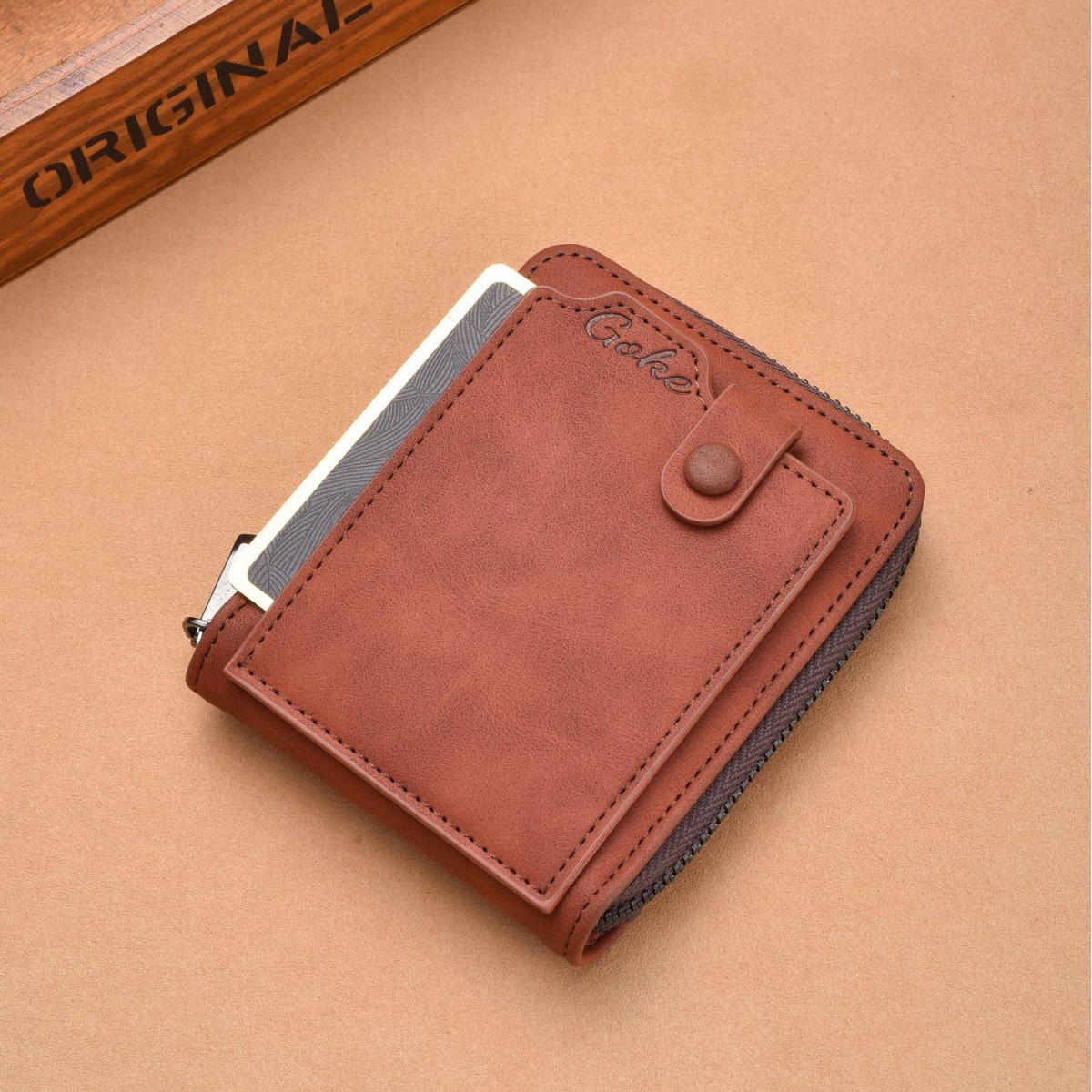 Cartera corta de hombre retro múltiples ranuras estilo europeo y americano