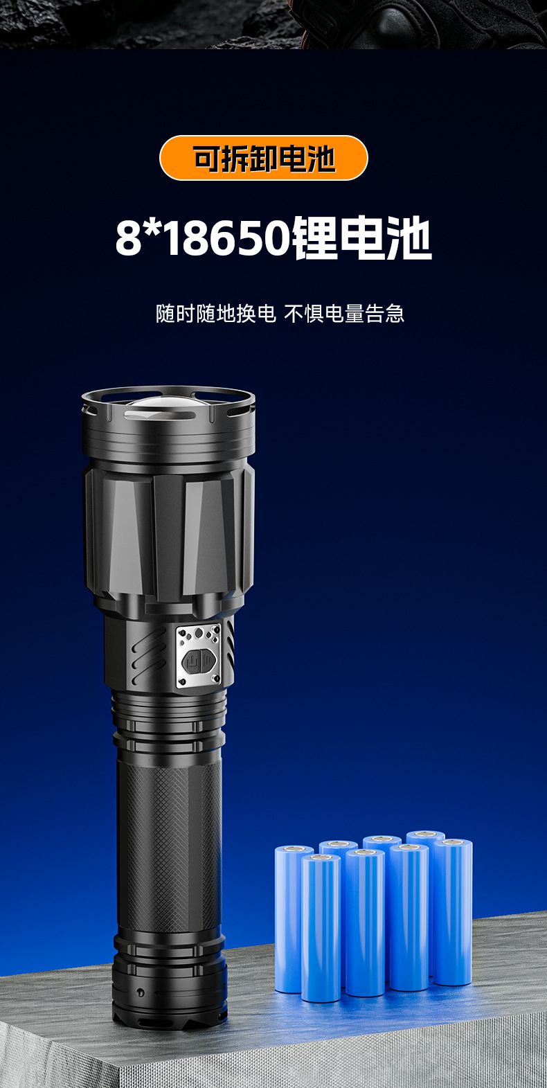 Cross-border best-selling alloy ultra-bright flashlight, zoomable high-intensity light for camping and outdoor use, wholesale