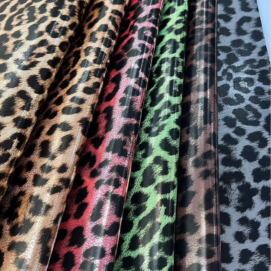 厂家现货 PU小豹纹皮革面料0.8厚仿棉绒印花工艺品家居家具箱包