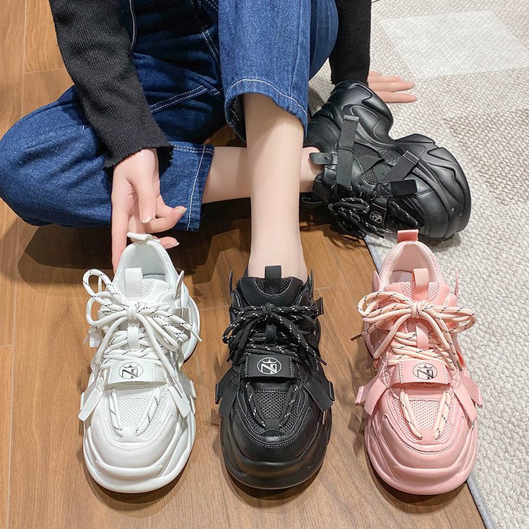 Sports autumn casual footwear platform wedge heel with shoelaces