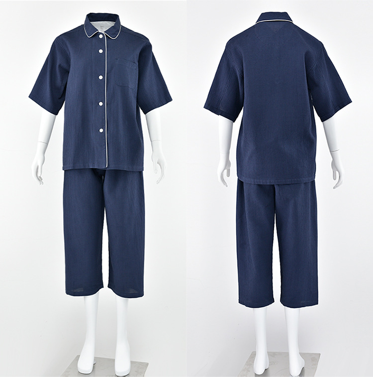 muji棉華夫格睡衣短袖套裝無印良品家居服_24.jpg