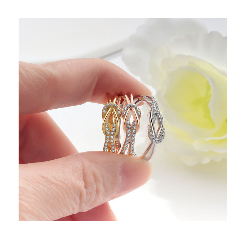 All Seasons Season 18K Gold Plated 925 Sterling Silver Zircon Knot Rings 925 Sterling Silver Rings