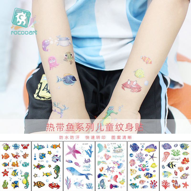 Ricklon New Fun Tattoo Sticker for Children Waterproof Original Tropical Fish Tattoo Sticker Temporary Tattoo Sticker Ricklon New Fun Tattoo Sticker for Children Waterproof Original Tropical Fish Tattoo Sticker Temporary Tattoo Sticker