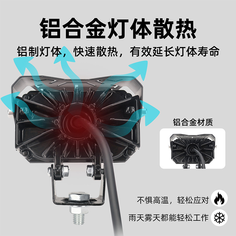 High-Brightness Motorcycle Electric Vehicle External Double-Eye Spotlight White and Yellow Two-Color Rgb Aperture Headlight Modified Car Light