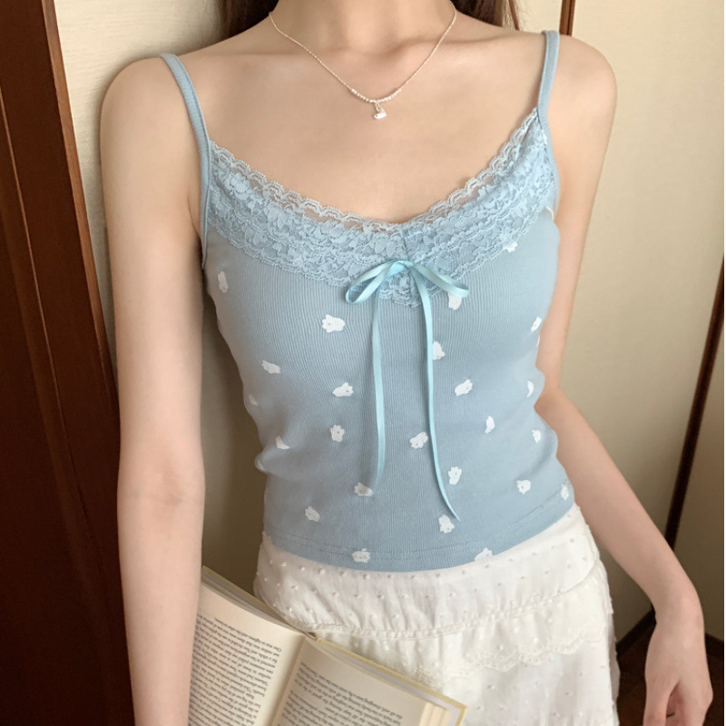 Pure Desire Camisole Women's Summer Hot Girl Lace Inner Wear Slim Sleeveless Top Bottoming Floral