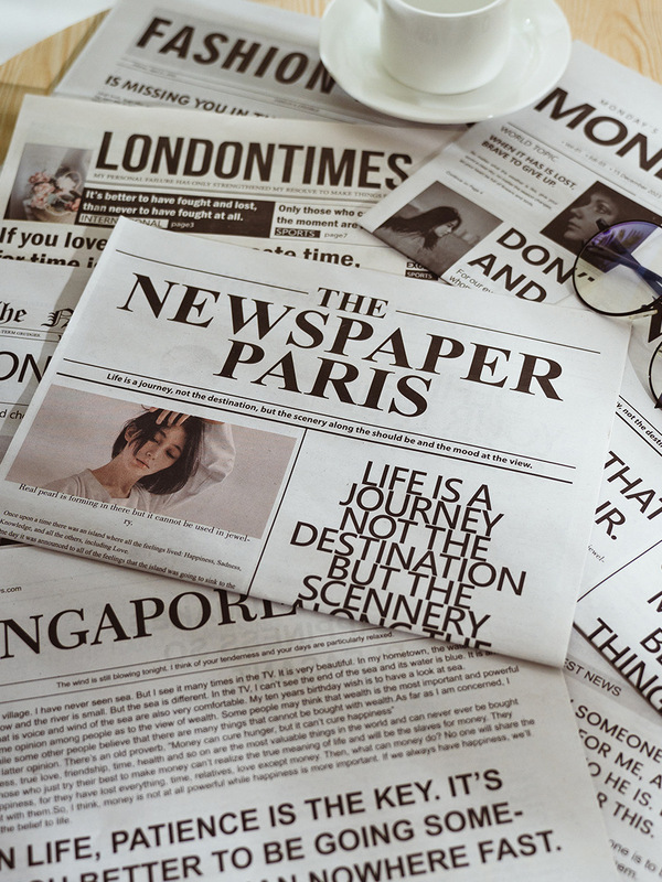 Ins Style English Newspaper Photo Props Decorative Ornaments Popular Clothing Home Food Photography Photography Background Paper