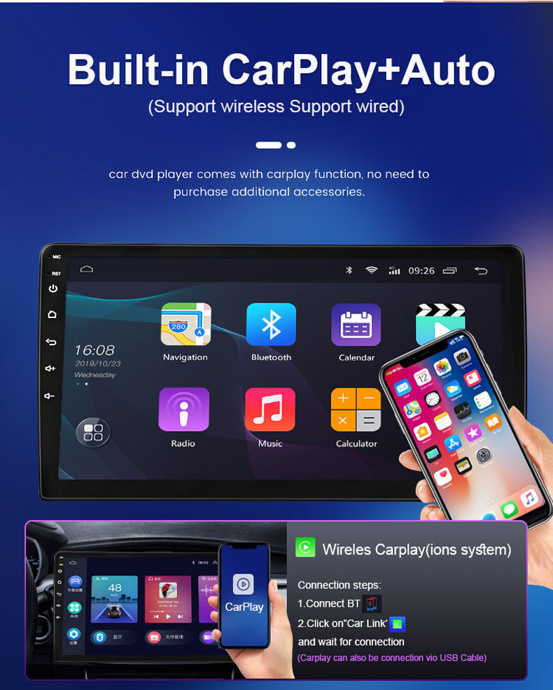 Large-Screen Carplay Car Mp5 Player Android Navigation All-In-One Car Central Control Radio USB Card Slot