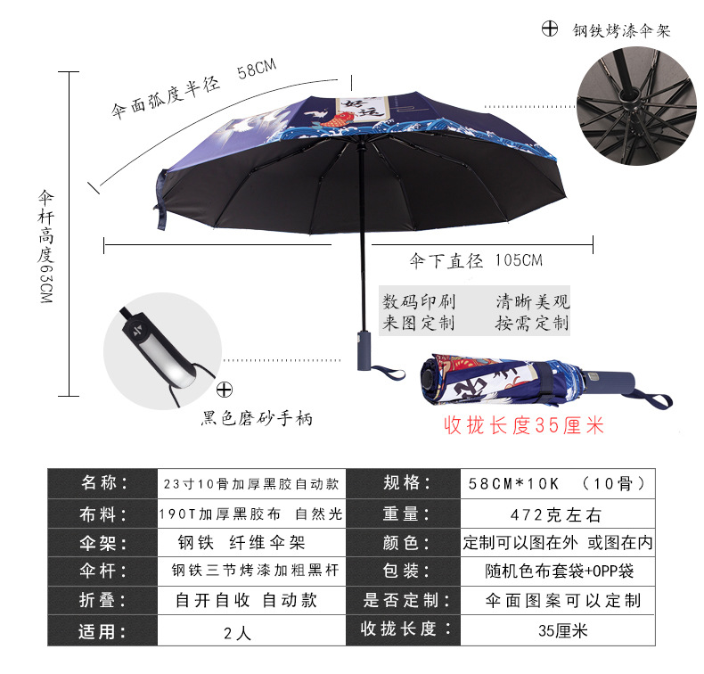 参数模块2022  自动伞 10骨