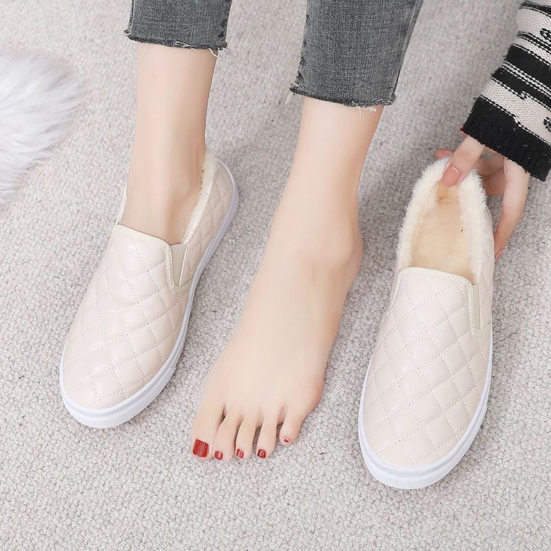 冬季新款加绒加厚保暖休闲棉鞋女舒适轻便防滑一脚蹬懒人鞋毛毛鞋