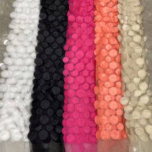 欧洲站激光立体刺绣面料 多色网纱圆圈绣花布 时尚女装连衣裙面料