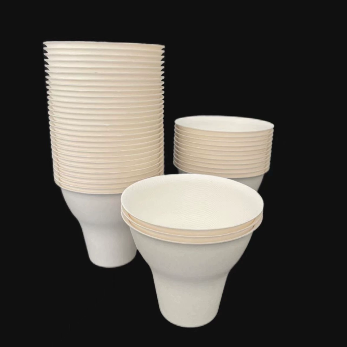 Одноразовый разлагаемый мякоть сахарного тростника в японском стиле высокого ощущения гофрированной чашки нерегулярные 350 мл чашки чашки кофе с холодным напитком