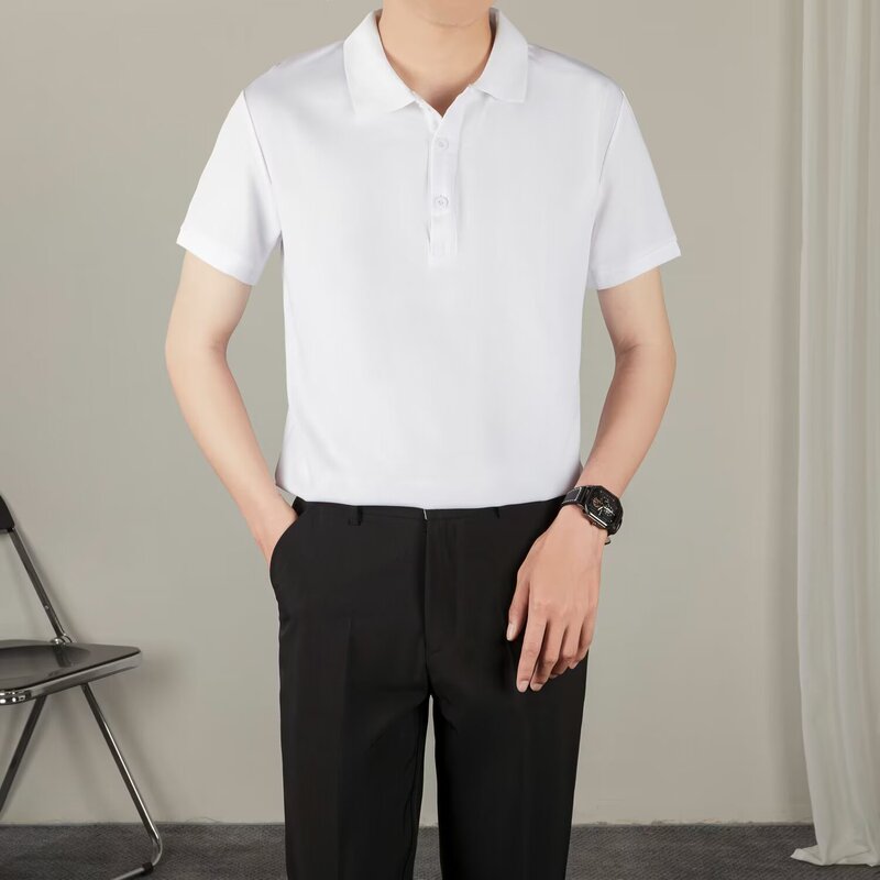 Summer short-sleeved POLO shirt men's T-shirt solid color lapel half-sleeved black collared casual sports cycling top for couples