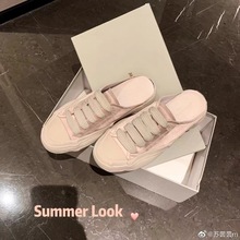 2025秋季新款夏日氧气~真丝绸缎溶解厚底休闲鞋女夏板鞋帆布鞋女