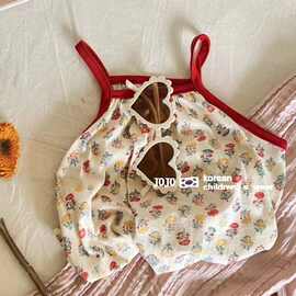 童装女童碎花吊带背心上衣可爱洋气女孩气质满印无袖娃娃衫0075