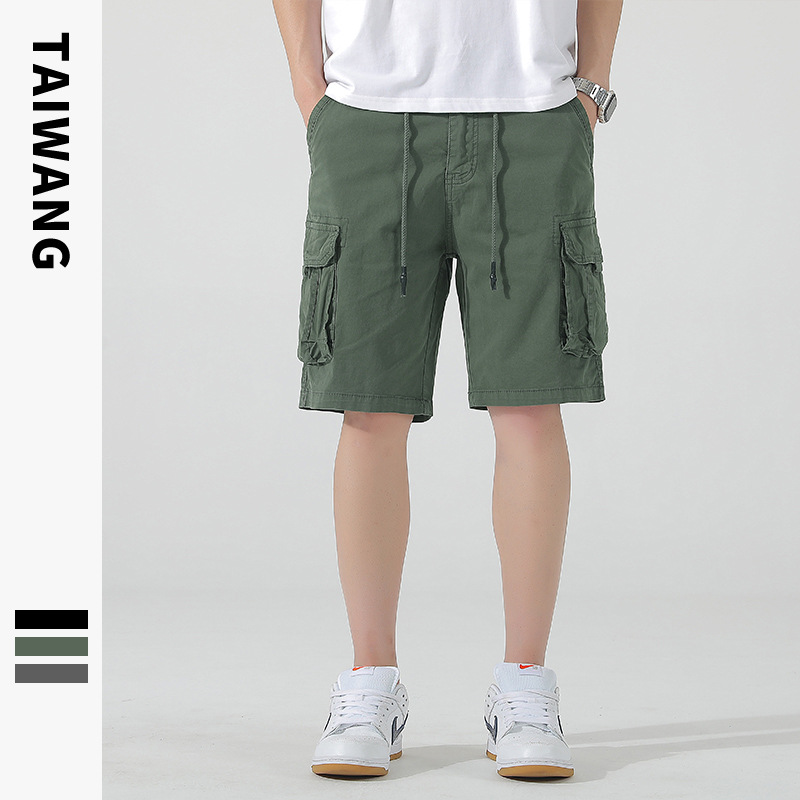 Thai King Men's Clothing | 2025 Summer New Five-Point Cargo Multi-Pocket Slightly Stretchy Trendy Straight Casual Men's Shorts
