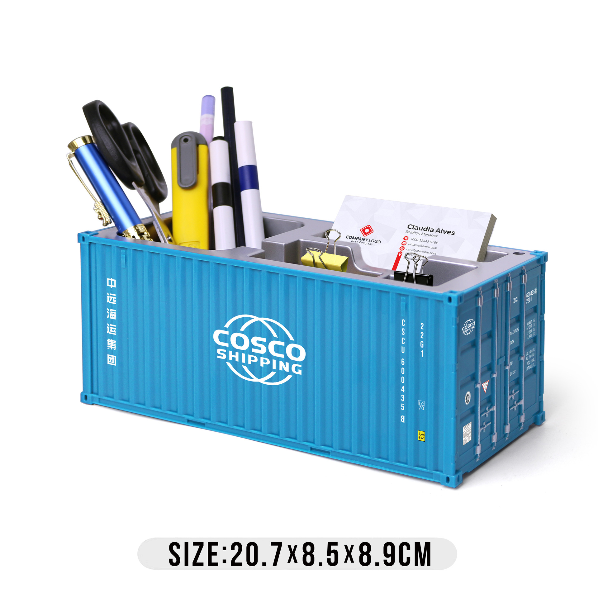Caja de tarjetas de visita de bolígrafo Cosco Blue