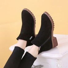 短靴女學生平底韓版馬丁靴粗跟2022秋冬女鞋中跟加絨平跟單靴棉靴