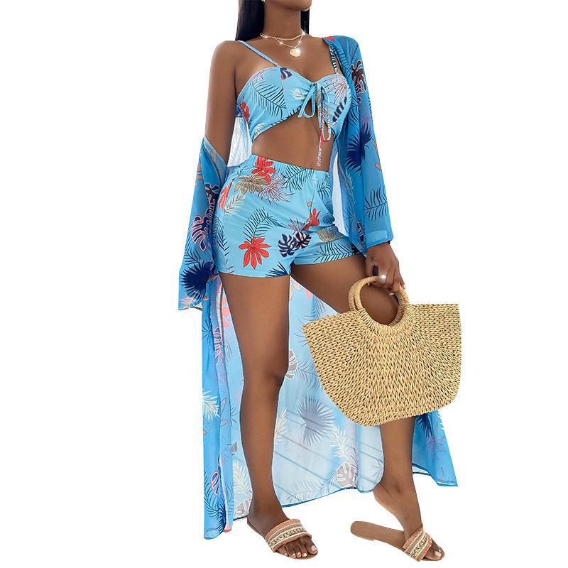 Europe And The United States Cross-border 2022 Spring And Summer New Amazon Foreign Trade Women's Fashion Sexy Printing Swimsuit Women's Three-piece Set