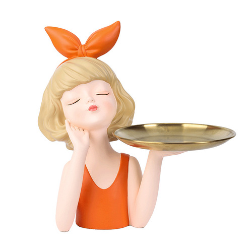 Bow girl tray entryway ornaments shoe cabinet living room desktop bedroom key storage home soft decorations