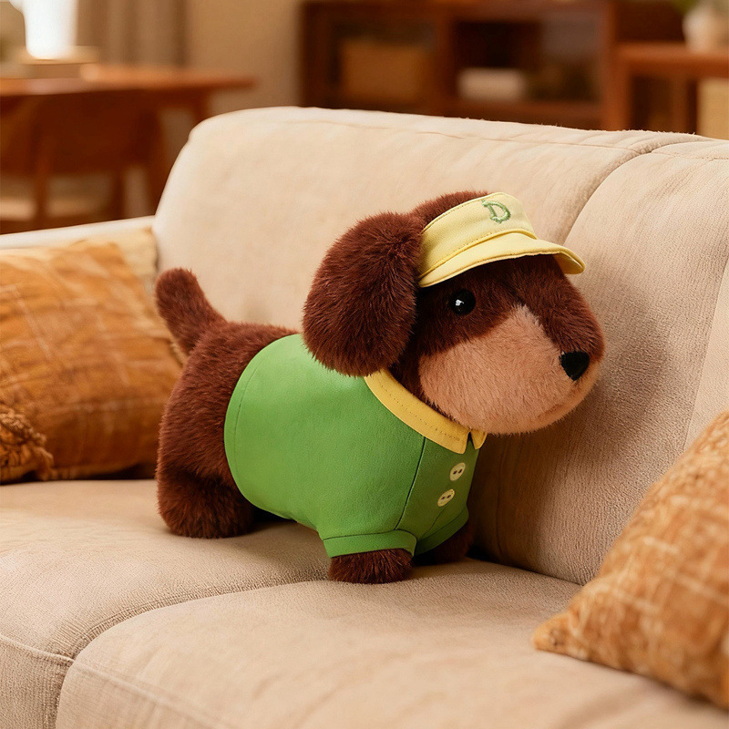 Transfronterizo nuevo juguete de peluche de perros simulados Teddy perro mimará el mercado nocturno de salchicha chica muñeca regalo