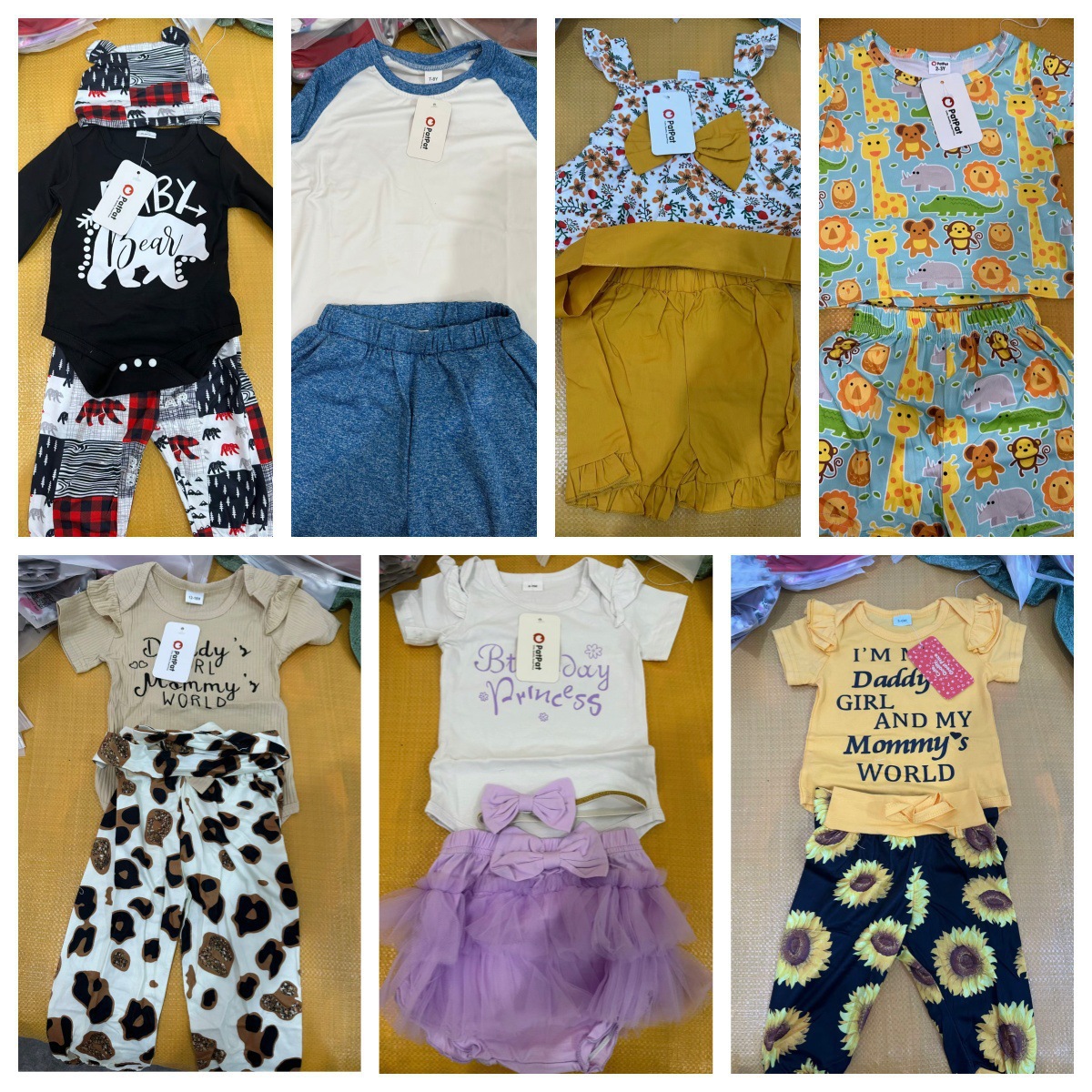 Patpat kids mix comercio exterior transfronterizo ropa infantil de niños y niñas descuento de cola miscelánea anti-temporada set de verano