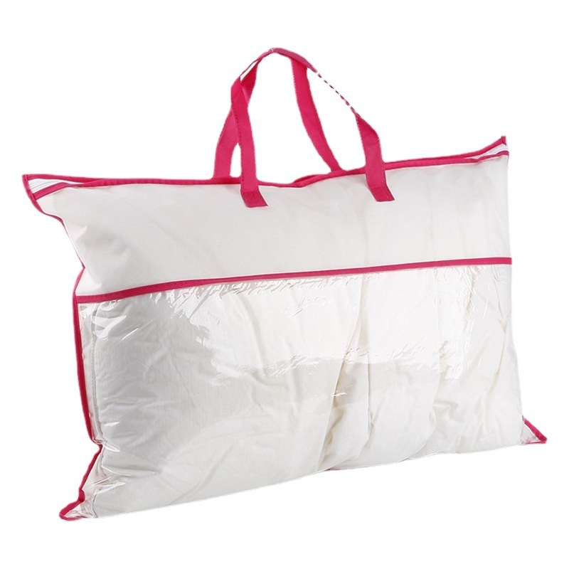 Bolso de mano no tejido spot textiles para el hogar cremallera bolsa de embalaje al por mayor costura transparente PVC almohada bolsa de almacenamiento a prueba de polvo