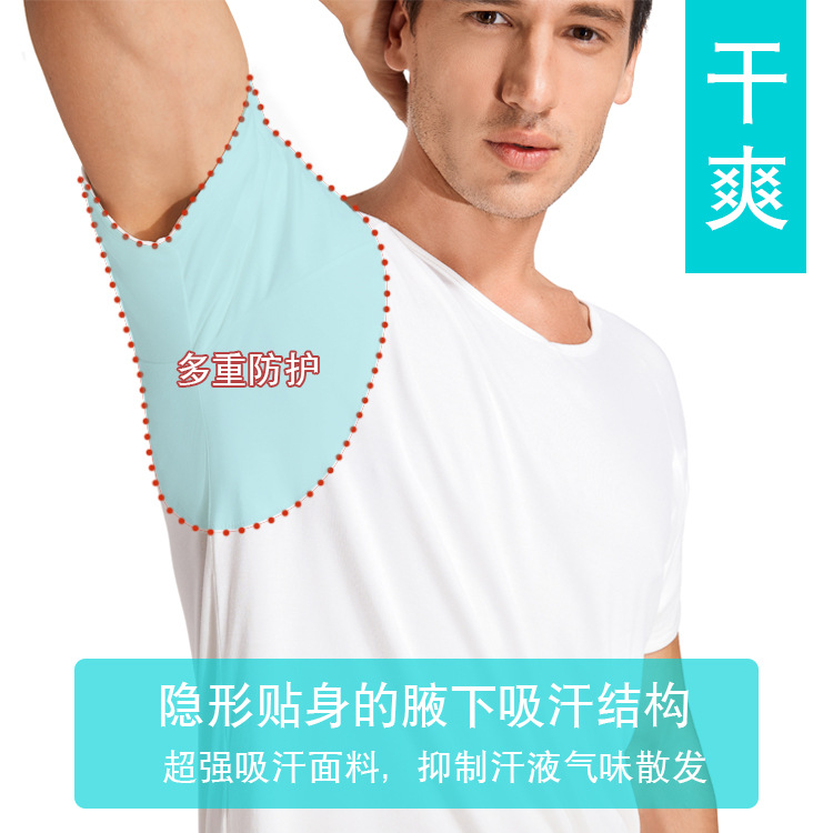 Spot, almohadilla absorbente de las axilas para hombres, camiseta de manga corta, anti-sudor, transpirable, lavable y reutilizable