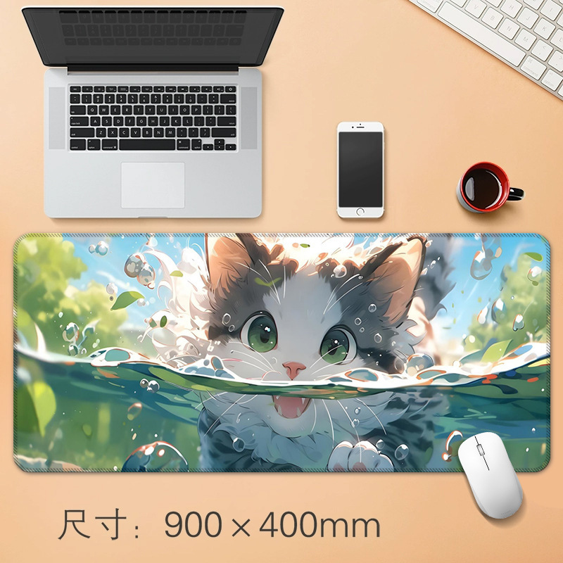 源头工厂直销大号鼠标垫创意动漫小猫办公桌垫防滑精密锁边鼠标垫|undefined