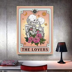 跨境這就是愛骷髏相擁客廳臥室背景牆情人節裝飾帆布畫芯內框掛畫