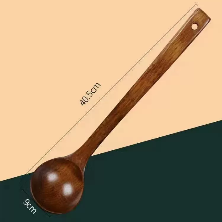 Ложка для супа из твёрдого дерева, большая, ложка для каш, длинная ручка, нескользящая, деревянная ложка для супа, простая, весна таяние