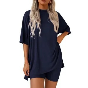 Casual Women's Shorts Set Solid Colour Loose Fit Summer Outfit_voghion.com