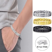 跨境热销小鳄鱼钛钢手链男轻奢高级感18k金可调节不锈钢磁石手镯