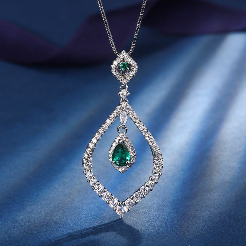 2023 Nueva Zhuang Sheng joyas de cobre inferior chapado en oro de la simulación de color tesoro gota de agua traje de temperamento de piedra principal 5*7