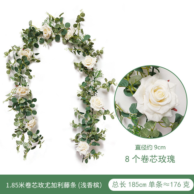 Amazon eucalipto Rose vid boda decoración del hogar artificial peonía Camelia dinero hoja flor artificial vid