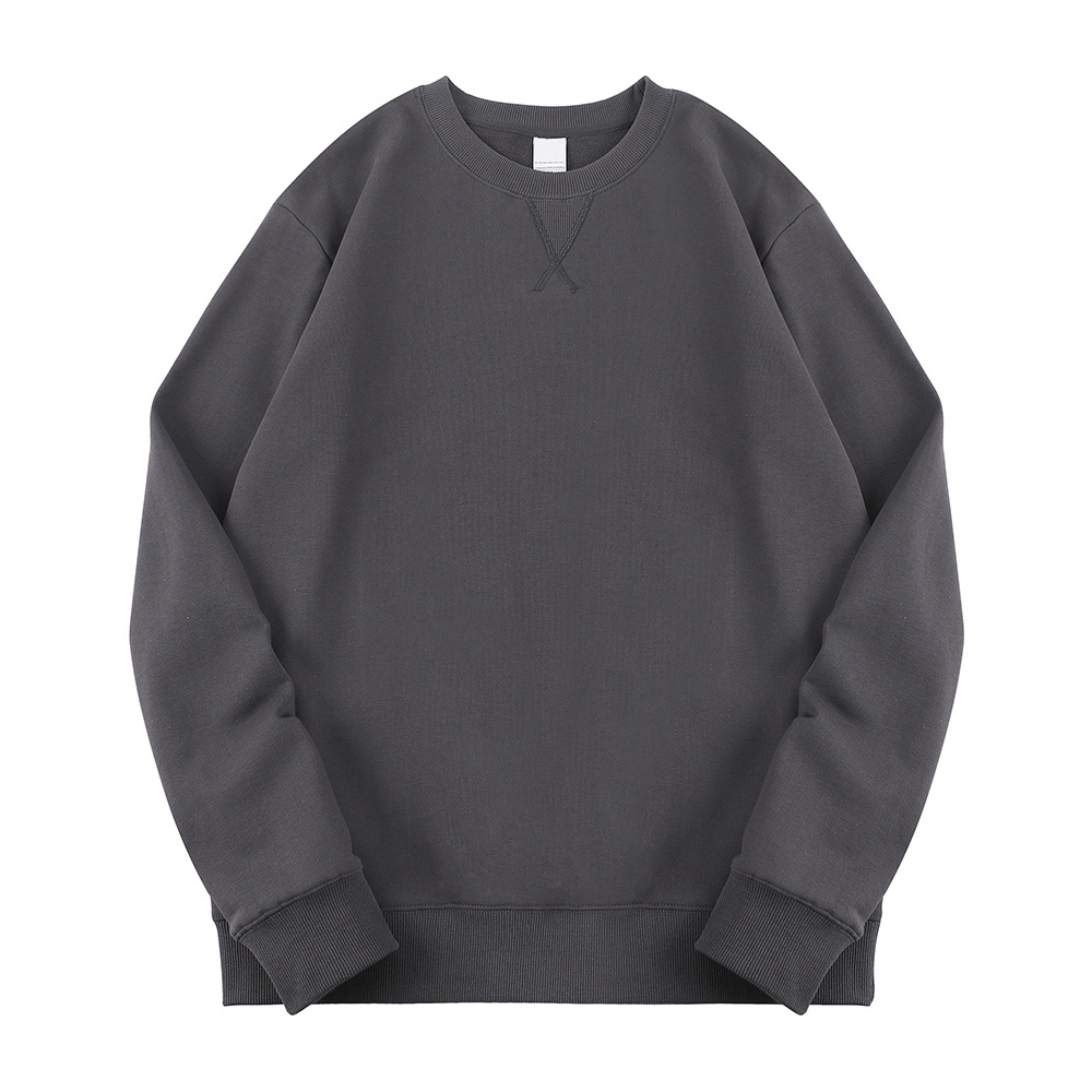 2022 340g algodón terry cuello redondo suéter ins gota hombro moda nicho estilo coreano hong kong estilo otoño y abrigo de invierno