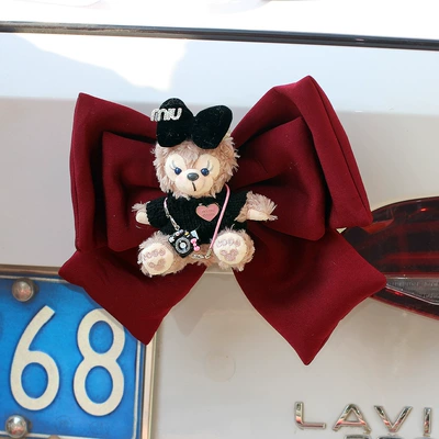 New Shirley Rose Car Rear Doll Rear Tail Pendant Car Decoration Car Rear Doll Car Butt Cute Female (Car hanging) - black-camera-rose-wine-red-butterfly-ending-hanging