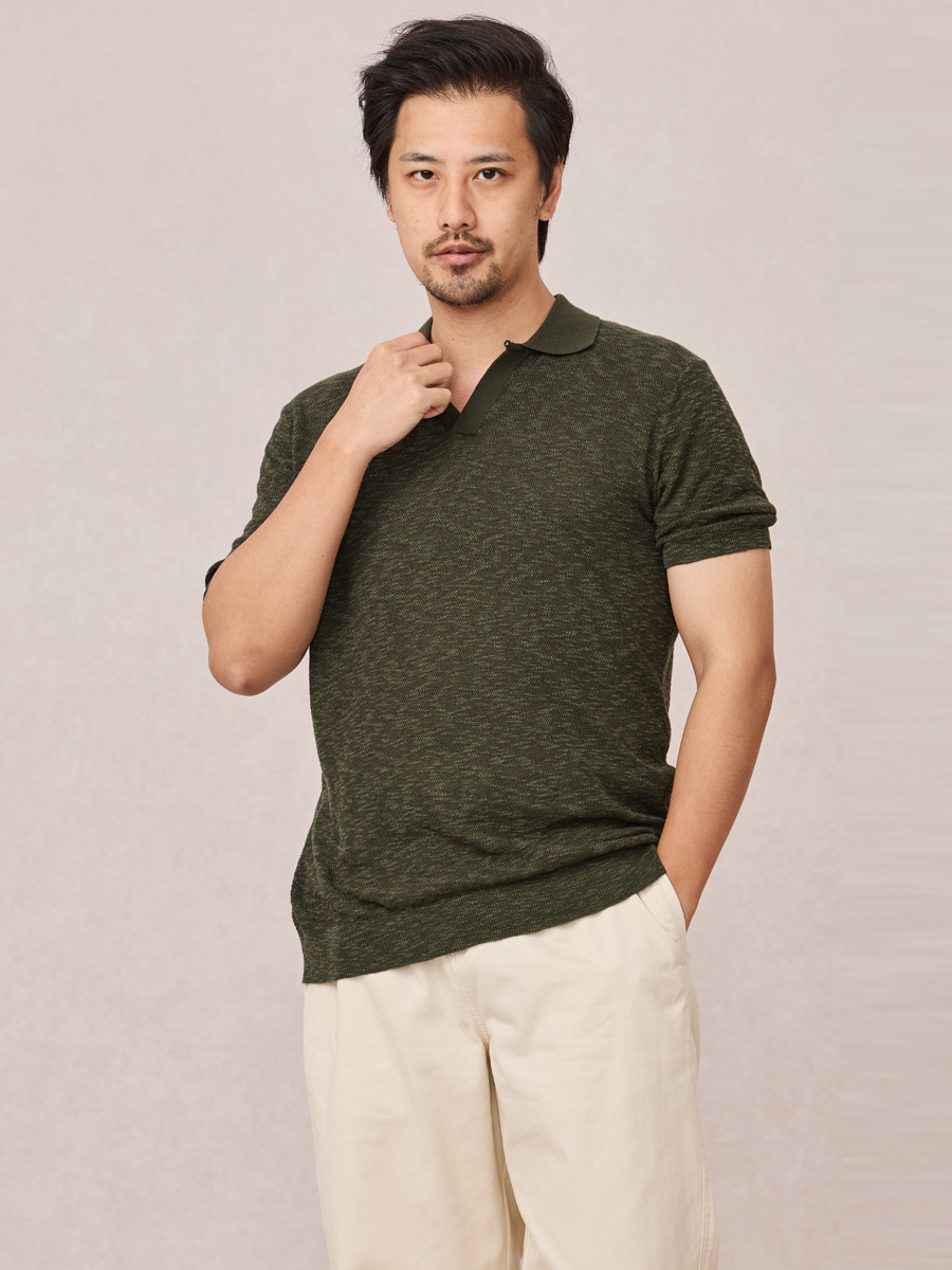 Prendas de punto texturizadas, seda de hielo, manga corta, camisa POLO de negocios delgada para hombres, camiseta con cuello de gaviota, comercio exterior, venta al por mayor transfronteriza