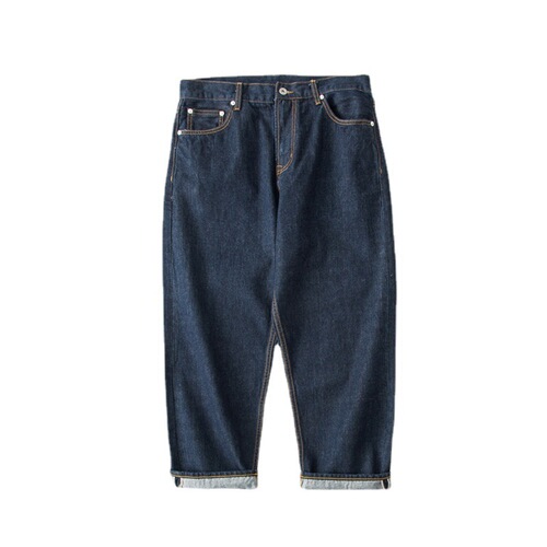TRS Men's Clothing | Classic Japanese Workwear 14OZ Denim Blue Straight Leg Wide Leg Loose Fit Men's Jeans