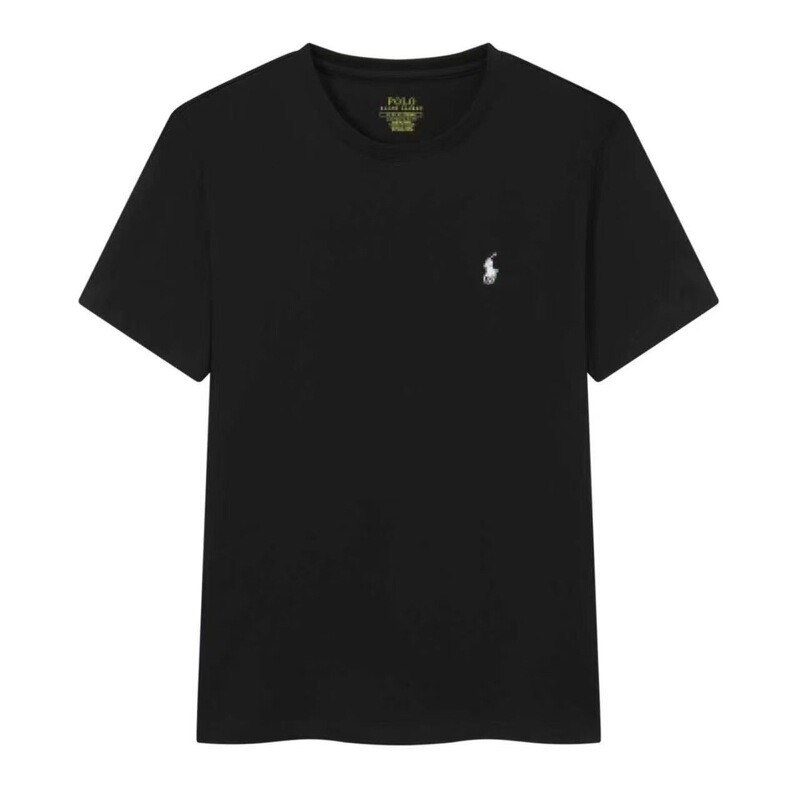 Summer new pure cotton round-neck short-sleeve men's T-shirt with embroidered RL logo, casual and stylish half-sleeve base shirt