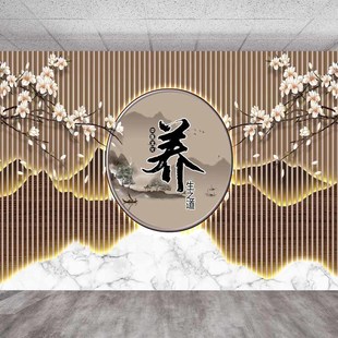 Health-Preserving Wallpaper Chinese-Style Background Wall Round Wallpaper Relief Carving Health Center Semi-Circular Wall Cloth Painting Master Bedroom Round Decoration