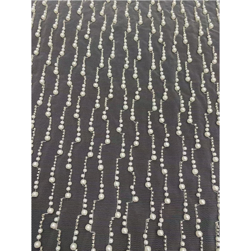 Tela de encaje africano con bordado de cuentas grandes y pequeñas, tela de tul francés para novias nigerianas, vestido de novia con bordado tridimensional