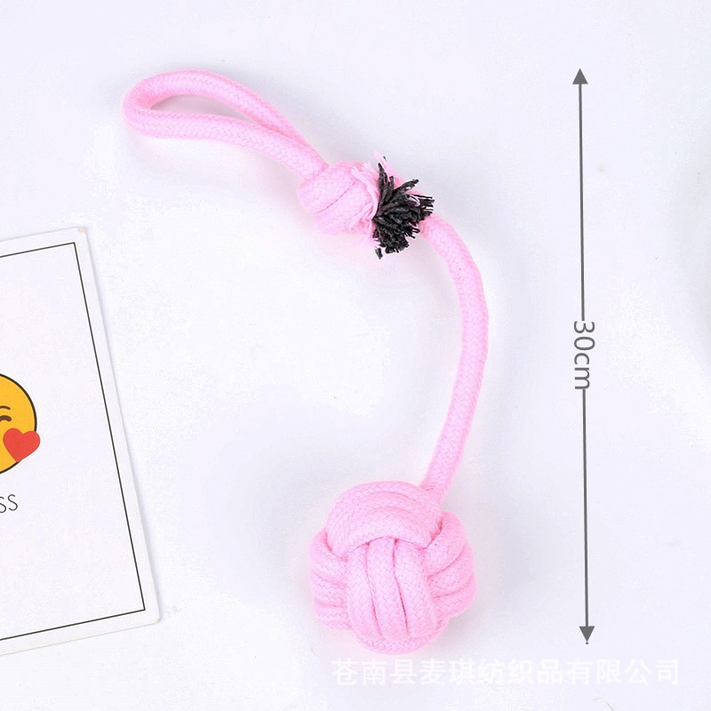 Suministros populares de juguetes para mascotas japoneses y coreanos, juego de juguetes duraderos para perros resistentes a las mordidas, juguete de pelota con nudo de cuerda para cachorros.